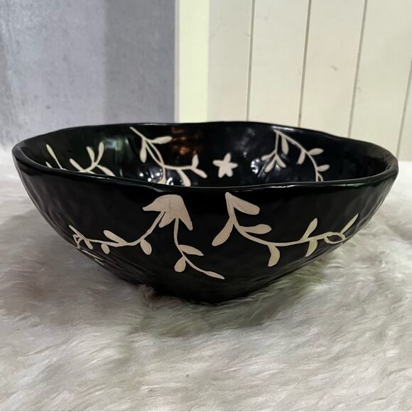 NEW Valeriano Paz Vintage Peruvian Handmade Floral Folk Art Pottery Flower Bowl - Picture 1 of 14